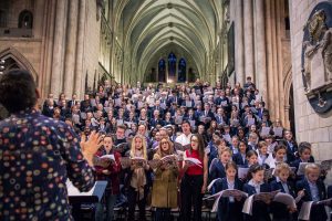 Students singing in the Cathedral 