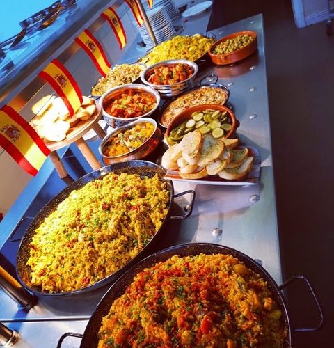 Platters of Spanish rice dishes