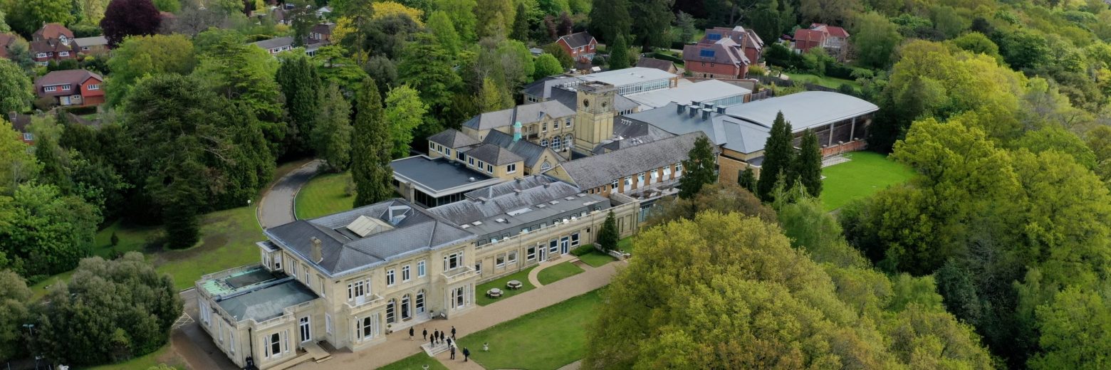 drone shot of a whole school