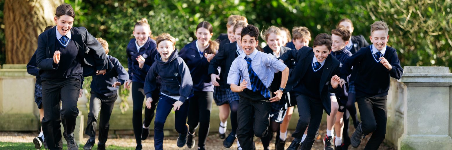 children running and smiling