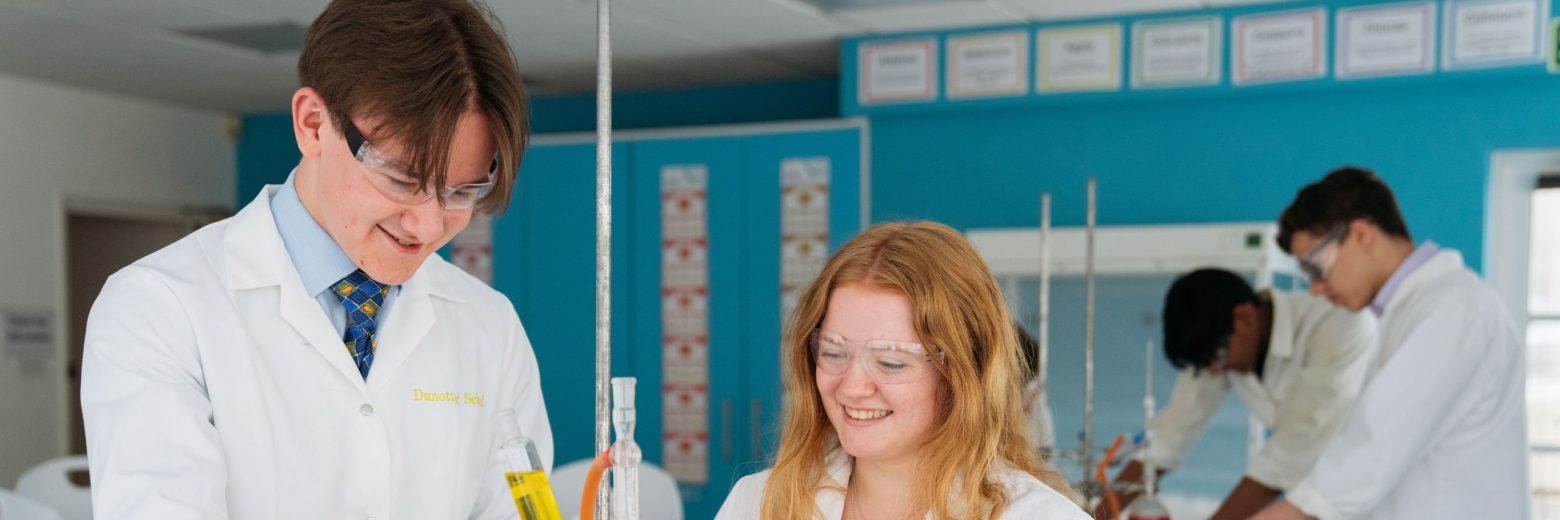 Students working in the science room