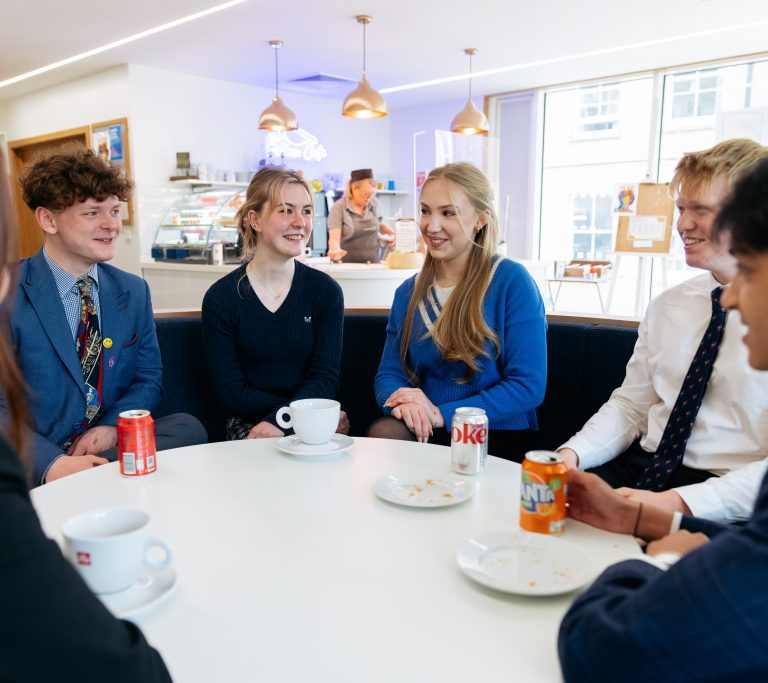 Sixth form students having drinks