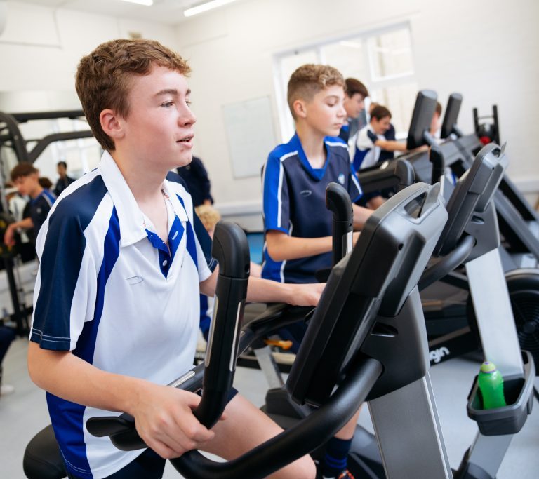 Students on gym bikes