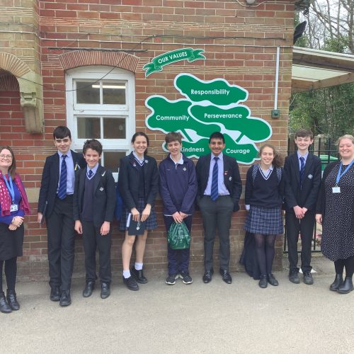 Students lined up for a photo