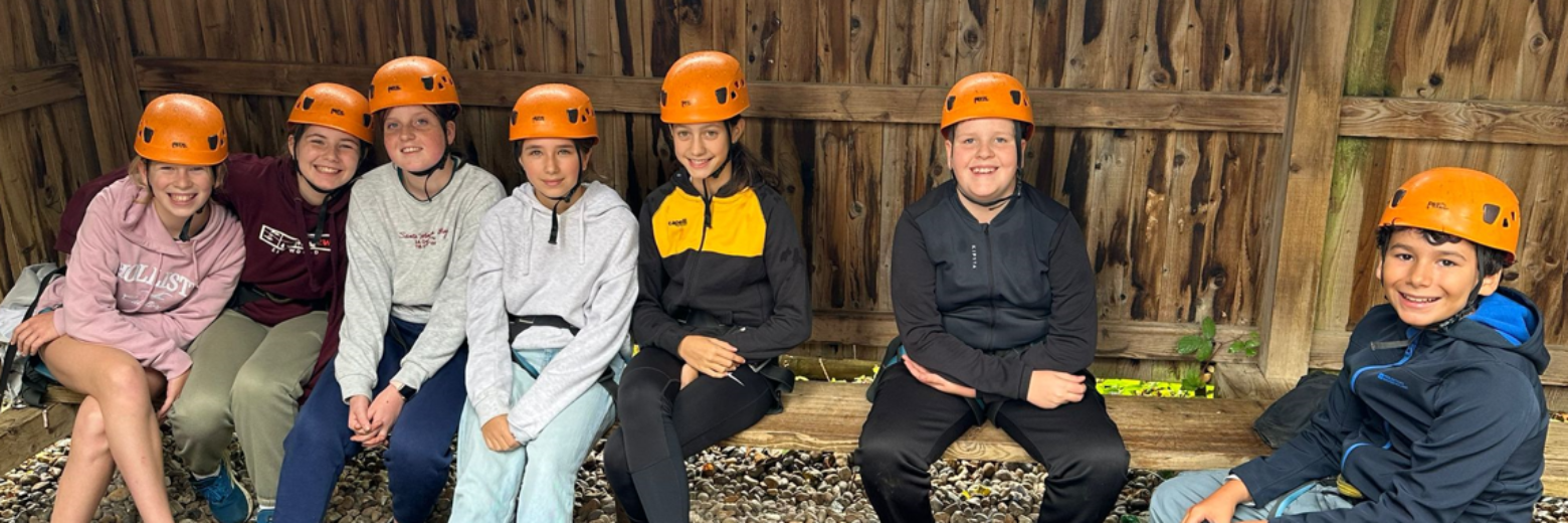 students wearing helmets