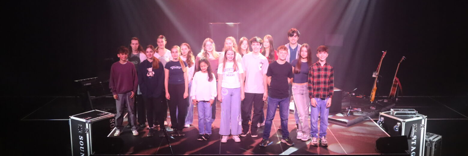 students on stage