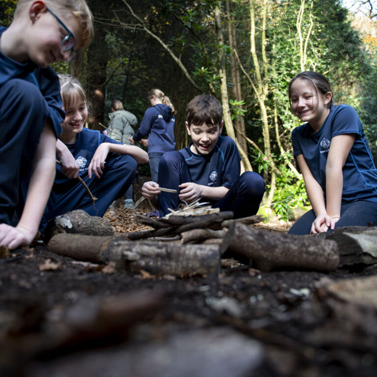 students in a forest
